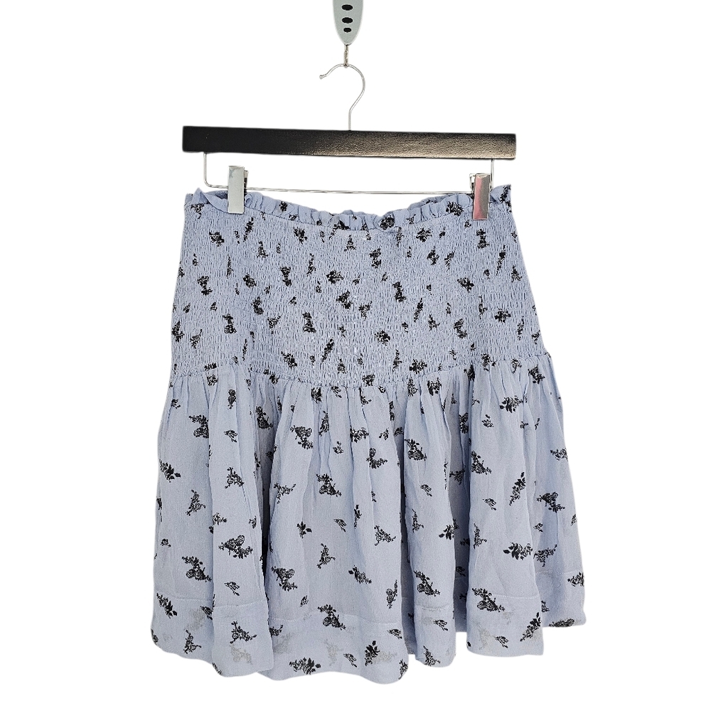 Ganni Floral‎ Stretchable Blue Mini Skirt Large NWT - Picture 2 of 8